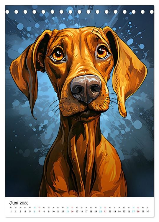 Produktbild: Crazy Dogs Bekannte Hunderassen im Comicstyle (Tischkalender 2026 DIN A5 hoch), CALVENDO Monatskalender