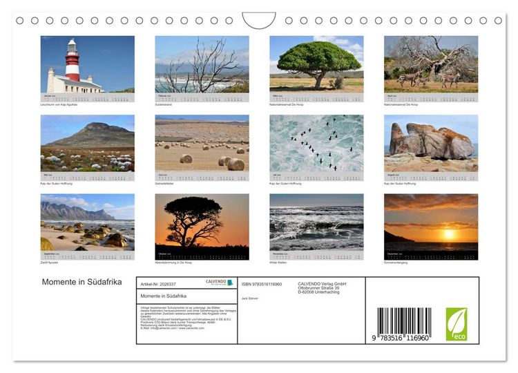 Produktbild: Momente in S&uuml;dafrika (Wandkalender 2026 DIN A4 quer), CALVENDO Monatskalender