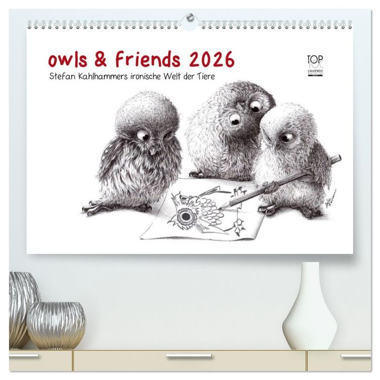 Produktbild: owls & friends 2026 (hochwertiger Premium Wandkalender 2026 DIN A2 quer), Kunstdruck in Hochglanz
