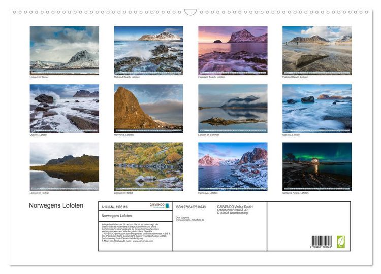 Produktbild: Norwegens Lofoten (Wandkalender 2026 DIN A2 quer), CALVENDO Monatskalender