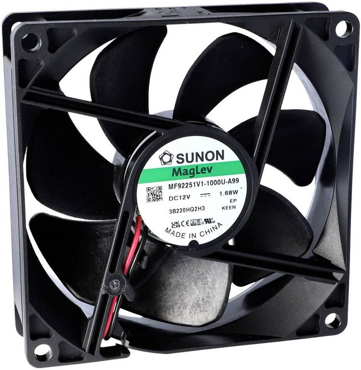 Produktbild: Sunon EE92251S2-1000U-999 Axiall&uuml;fter 12 V/DC 76.43 m&sup3;/h (L x B x H) 25 x 92 x 92mm