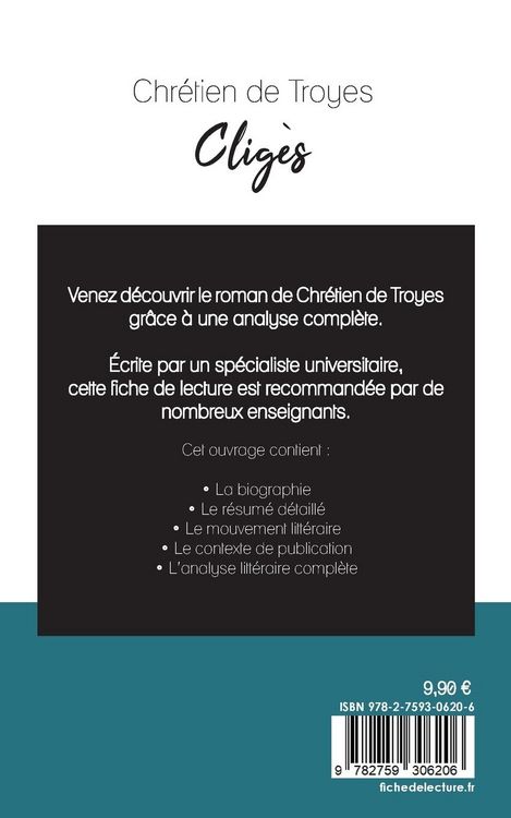 Produktbild: Clig&egrave;s de Chr&eacute;tien de Troyes (fiche de lecture et analyse compl&egrave;te de l'oeuvre)