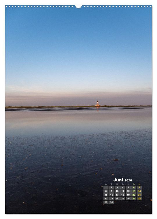 Produktbild: Westerhever - Wattwanderung in den Sonnenuntergang (Wandkalender 2026 DIN A2 hoch), CALVENDO Monatskalender
