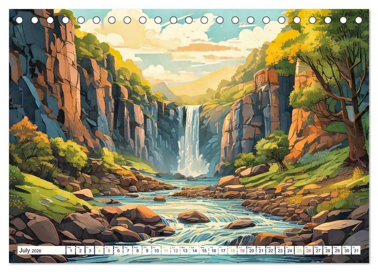 Produktbild: Peaceful Realms of Illustrated Landscapes (Desk Calendar 2026 DIN A5 landscape), CALVENDO 12 Month DeskCalendar