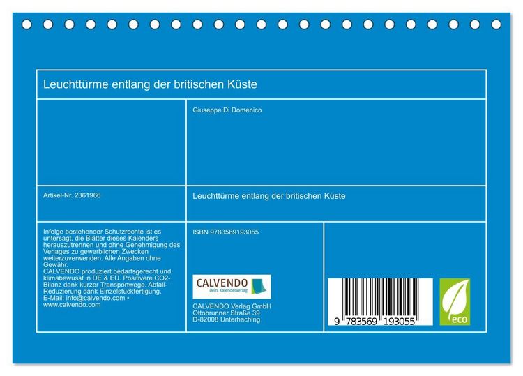 Produktbild: Leuchtt&uuml;rme entlang der britischen K&uuml;ste (Tischkalender 2027 DIN A5 quer), CALVENDO Monatskalender