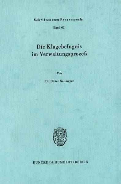 Produktbild: Die Klagebefugnis im Verwaltungsproze&szlig;.