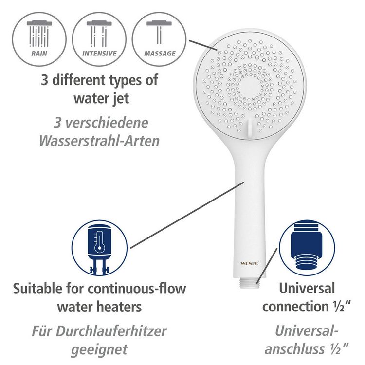 Produktbild: Brauseset Watersaving Wei&szlig;, L&auml;nge Stange: 70 cm