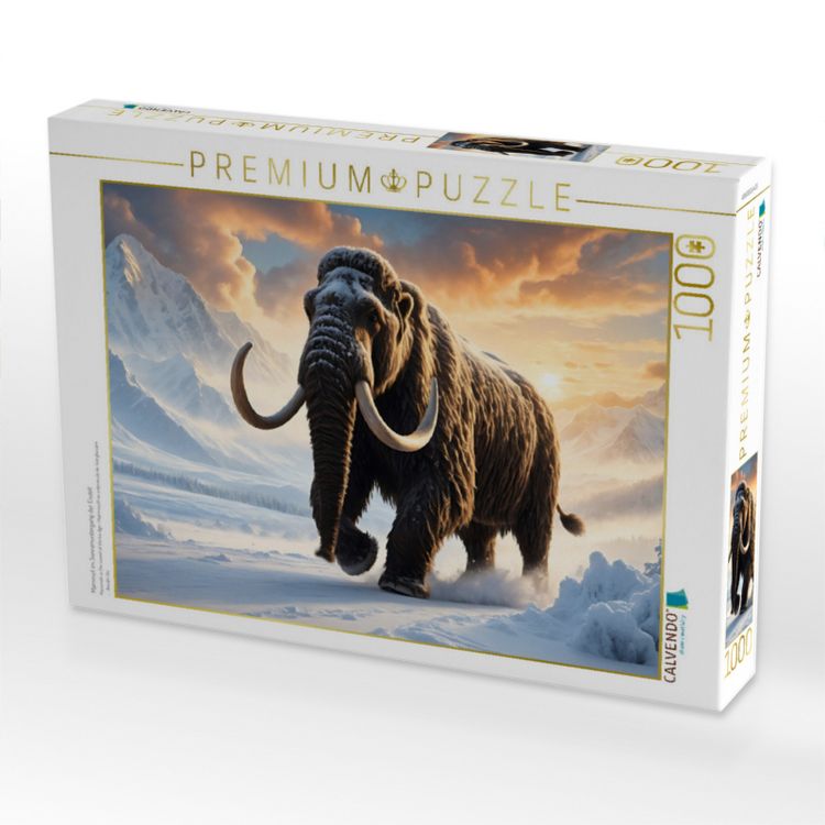 Produktbild: CALVENDO Puzzle Mammut im Sonnenuntergang der Eiszeit | 1000 Teile Lege-Gr&ouml;&szlig;e 64x48cm Foto-Puzzle f&uuml;r gl&uuml;ckliche Stunden