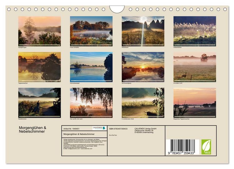 Produktbild: Morgengl&uuml;hen & Nebelschimmer (Wandkalender 2026 DIN A4 quer), CALVENDO Monatskalender