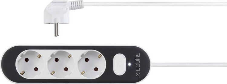 Produktbild: Sygonix SY-4538270 Steckdosenleiste mit Schalter 3fach Wei&szlig;, Schwarz Schutzkontakt 1St.