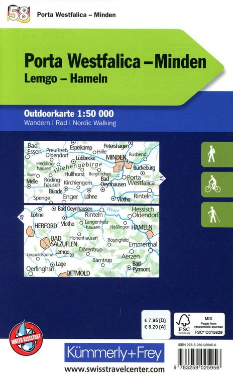 Produktbild: K&uuml;mmerly+Frey Outdoorkarte Deutschland 58 Porta Westfalica, Minden 1:50.000