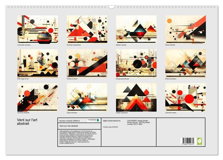 Produktbild: Vent sur l'art abstrait (Calendrier mural 2026 DIN A2 vertical), CALVENDO calendrier mensuel