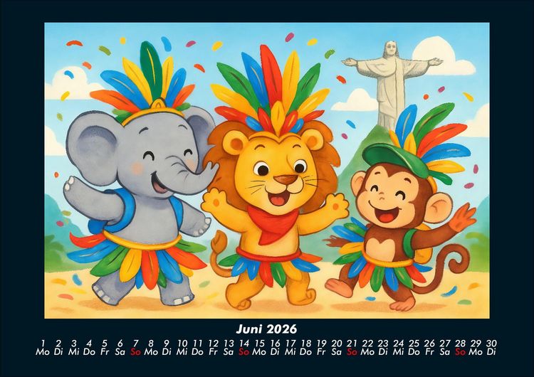 Produktbild: Raffi, Buschi & Milo - Drei Freunde auf Weltreise 2026 Fotokalender DIN A4