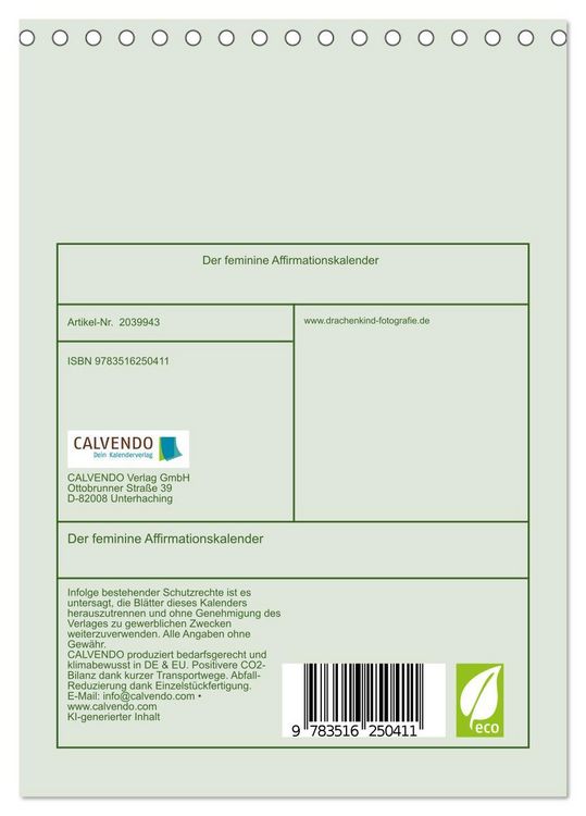 Produktbild: Der feminine Affirmationskalender (Tischkalender 2026 DIN A5 hoch), CALVENDO Monatskalender