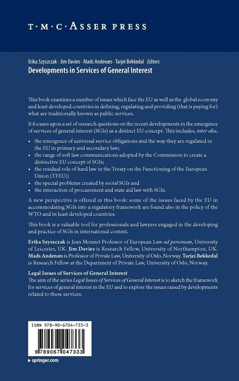 Produktbild: Developments in Services of General Interest