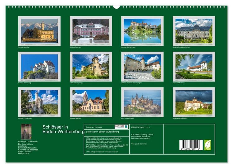 Produktbild: Schl&ouml;sser in Baden-W&uuml;rttemberg (hochwertiger Premium Wandkalender 2027 DIN A2 quer), Kunstdruck in Hochglanz