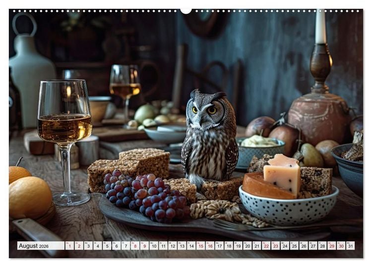 Produktbild: Stillleben mit Eule (hochwertiger Premium Wandkalender 2026 DIN A2 quer), Kunstdruck in Hochglanz
