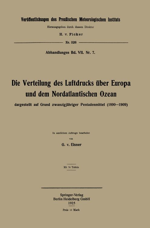 Produktbild: Die Verteilung des Luftdrucks &uuml;ber Europa und dem Nordatlantischen Ozean