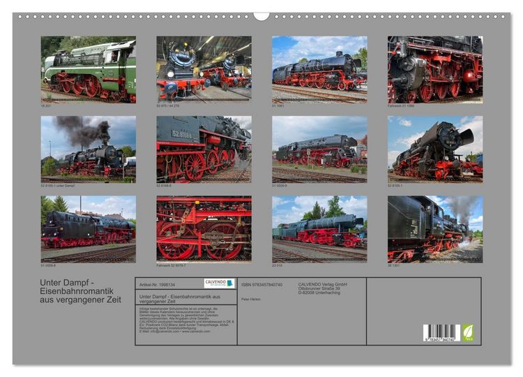 Produktbild: Unter Dampf - Eisenbahnromantik aus vergangener Zeit (Wandkalender 2026 DIN A2 quer), CALVENDO Monatskalender