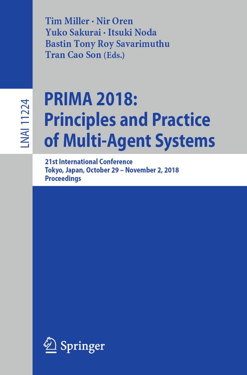 Produktbild: PRIMA 2018: Principles and Practice of Multi-Agent Systems