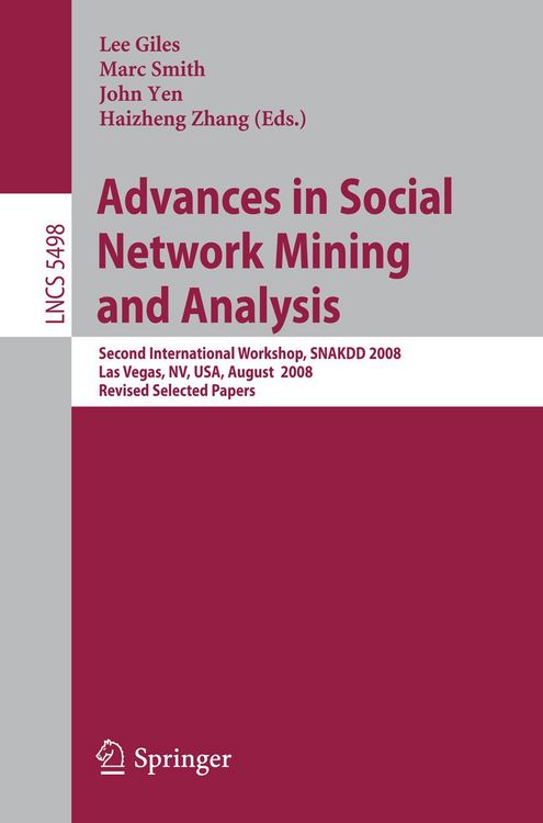 Produktbild: Advances in Social Network Mining and Analysis