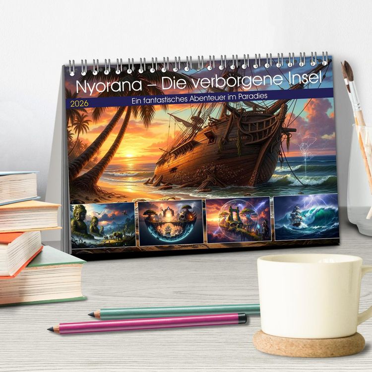 Produktbild: Nyorana &ndash; Die verborgene Insel (Tischkalender 2026 DIN A5 quer), CALVENDO Monatskalender