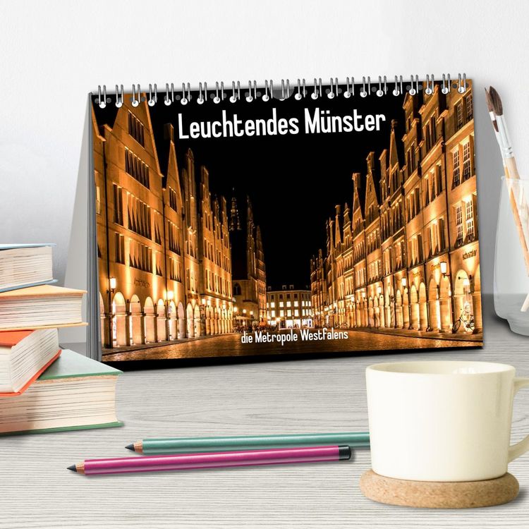 Produktbild: Leuchtendes M&uuml;nster 2026 - die Metropole Westfalens (Tischkalender 2026 DIN A5 quer), CALVENDO Monatskalender