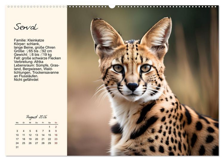 Produktbild: Zw&ouml;lf Raubkatzen im Portrait (hochwertiger Premium Wandkalender 2026 DIN A2 quer), Kunstdruck in Hochglanz