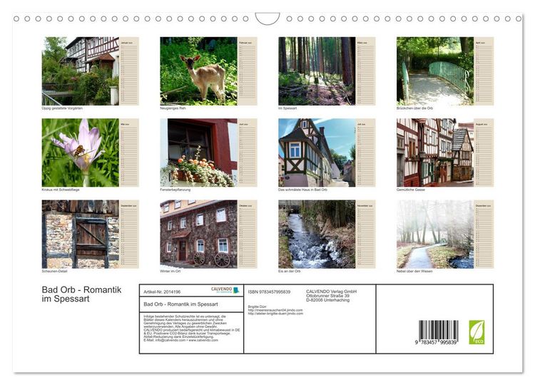 Produktbild: Bad Orb - Romantik im Spessart (Wandkalender 2026 DIN A3 quer), CALVENDO Monatskalender