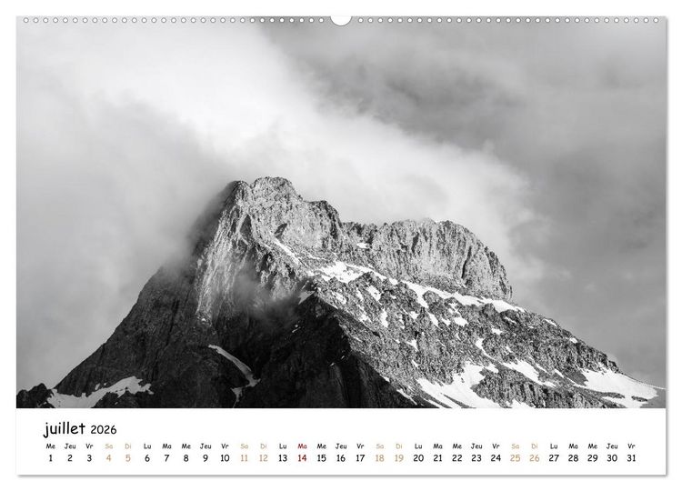Produktbild: Terres de contraste &ndash; Une ann&eacute;e en monochrome (Calendrier mural 2026 DIN A2 vertical) calendrier de bureau