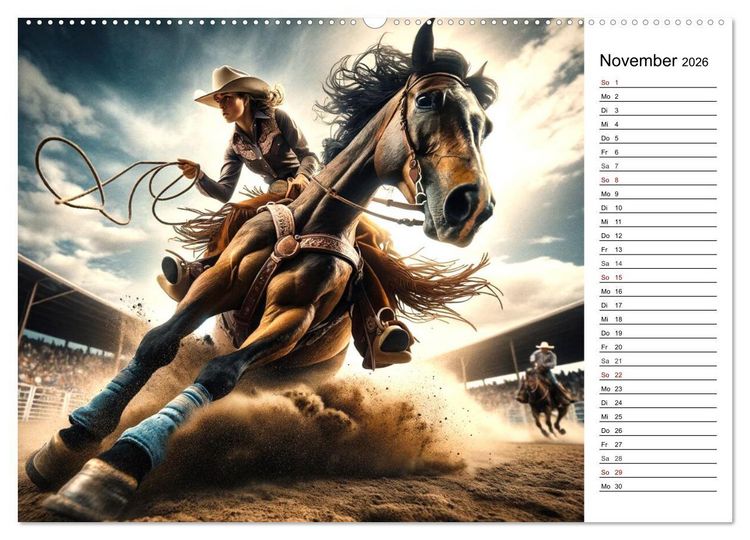 Produktbild: Westernreiten - Jahreszeiten im Sattel (hochwertiger Premium Wandkalender 2026 DIN A2 quer), Kunstdruck in Hochglanz