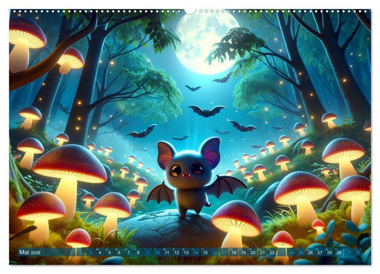 Produktbild: Fl&uuml;gel der Nacht: Abenteuer der kleinen Vampire (hochwertiger Premium Wandkalender 2026 DIN A2 quer), Kunstdruck in Hochglanz