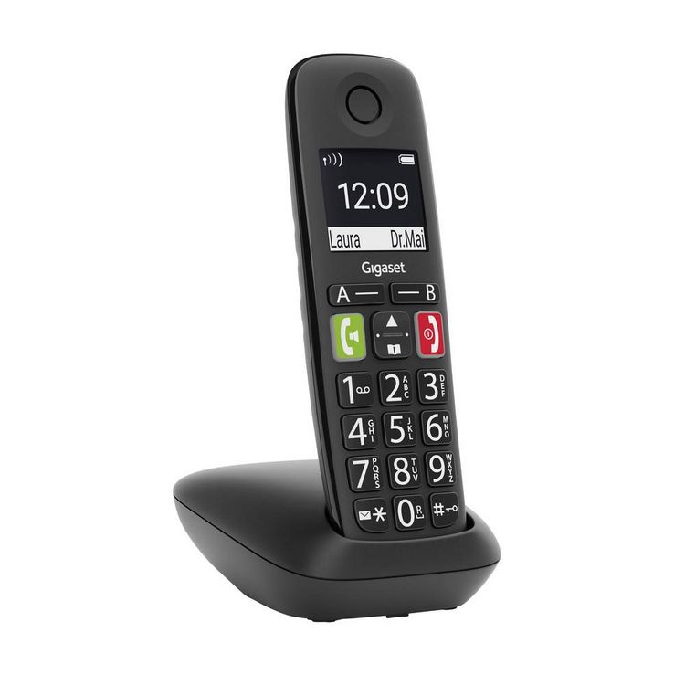 Produktbild: Gigaset E290 DECT/GAP Schnurloses Telefon analog f&uuml;r H&ouml;rger&auml;te kompatibel, Freisprechen, Babyphone Schwarz