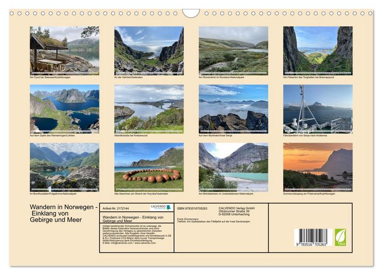Produktbild: Wandern in Norwegen - Einklang von Gebirge und Meer (Wandkalender 2026 DIN A3 quer), CALVENDO Monatskalender