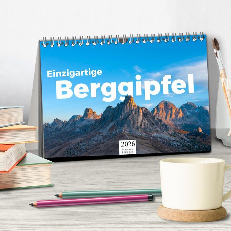 Produktbild: Einzigartige Berggipfel (Tischkalender 2026 DIN A5 quer), CALVENDO Monatskalender