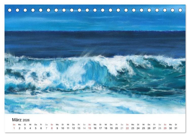 Produktbild: Das Meer in Pastellkreide (Tischkalender 2026 DIN A5 quer), CALVENDO Monatskalender