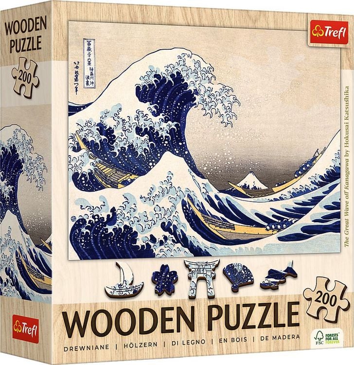 Produktbild: Holz Puzzle 200 - Die Gro&szlig;e Welle in Kanagawa / Hokusai Katsushika