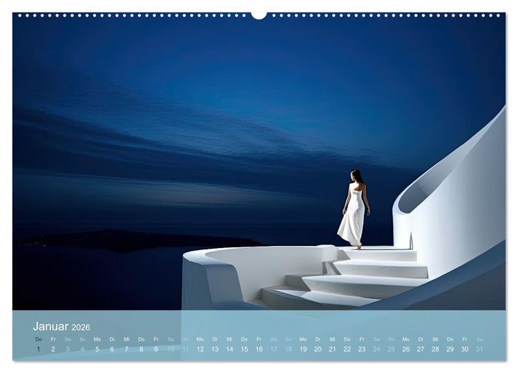 Produktbild: Santorini, Griechenland -Romatische Abendstimmung- (hochwertiger Premium Wandkalender 2026 DIN A2 quer), Kunstdruck in Hochglanz