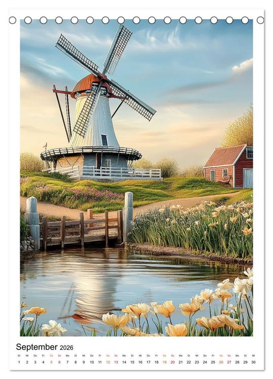 Produktbild: Windm&uuml;hlen - Im Wind der Zeit (Tischkalender 2026 DIN A5 hoch), CALVENDO Monatskalender