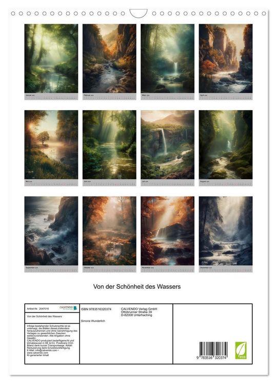 Produktbild: Von der Sch&ouml;nheit des Wassers (Wandkalender 2026 DIN A3 hoch), CALVENDO Monatskalender