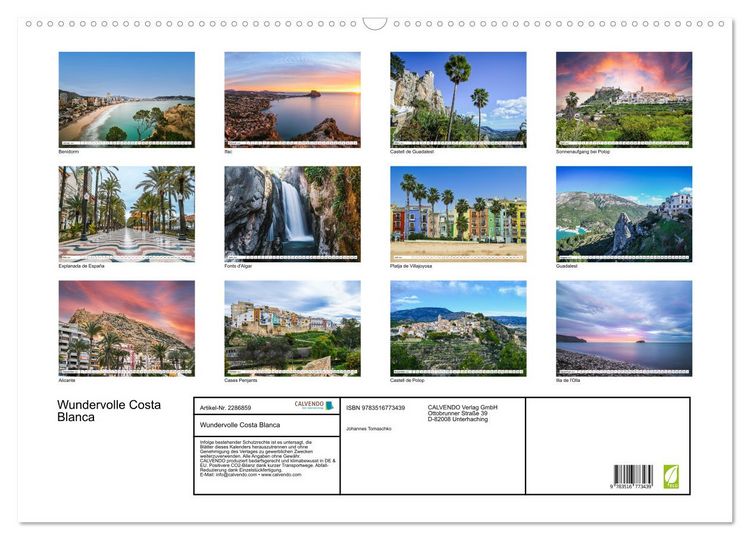 Produktbild: Wundervolle Costa Blanca (Wandkalender 2027 DIN A2 quer), CALVENDO Monatskalender