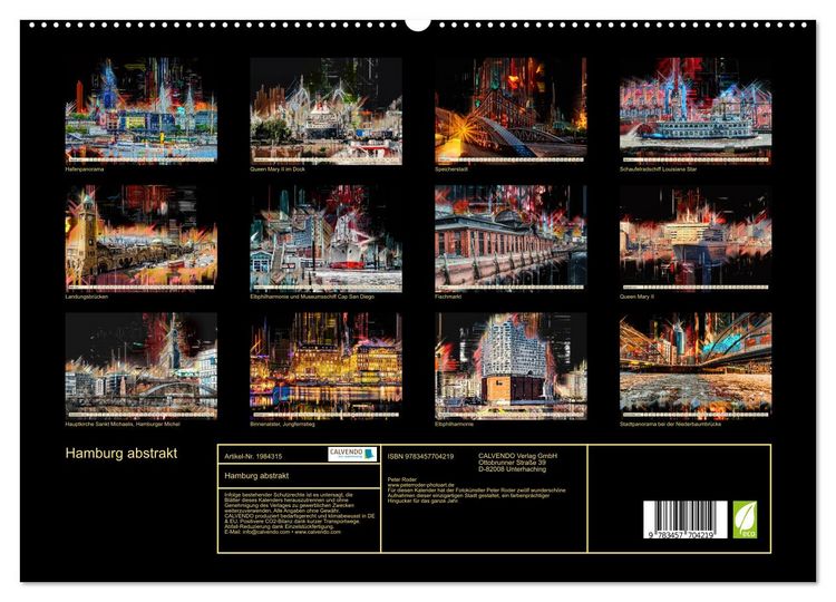 Produktbild: Hamburg abstrakt (hochwertiger Premium Wandkalender 2026 DIN A2 quer), Kunstdruck in Hochglanz