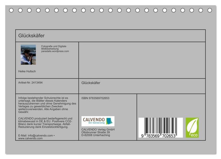 Produktbild: Gl&uuml;cksk&auml;fer (Tischkalender 2027 DIN A5 quer), CALVENDO Monatskalender