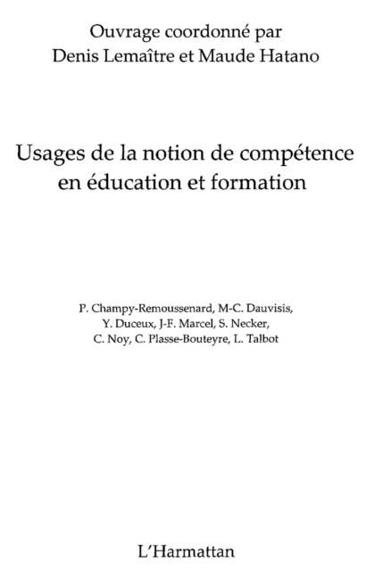 Produktbild: Usages de la notion de competence en education et formation