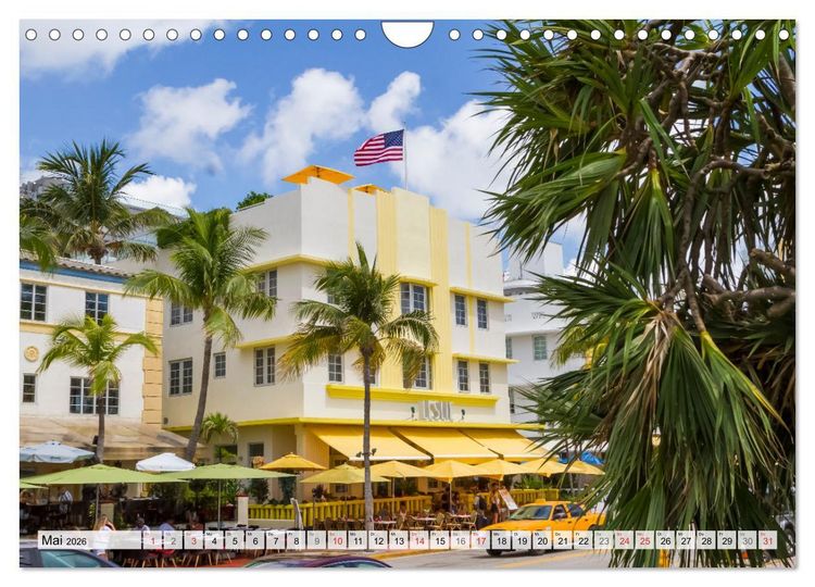 Produktbild: Miami Beach und Art Deco District (Wandkalender 2026 DIN A4 quer), CALVENDO Monatskalender