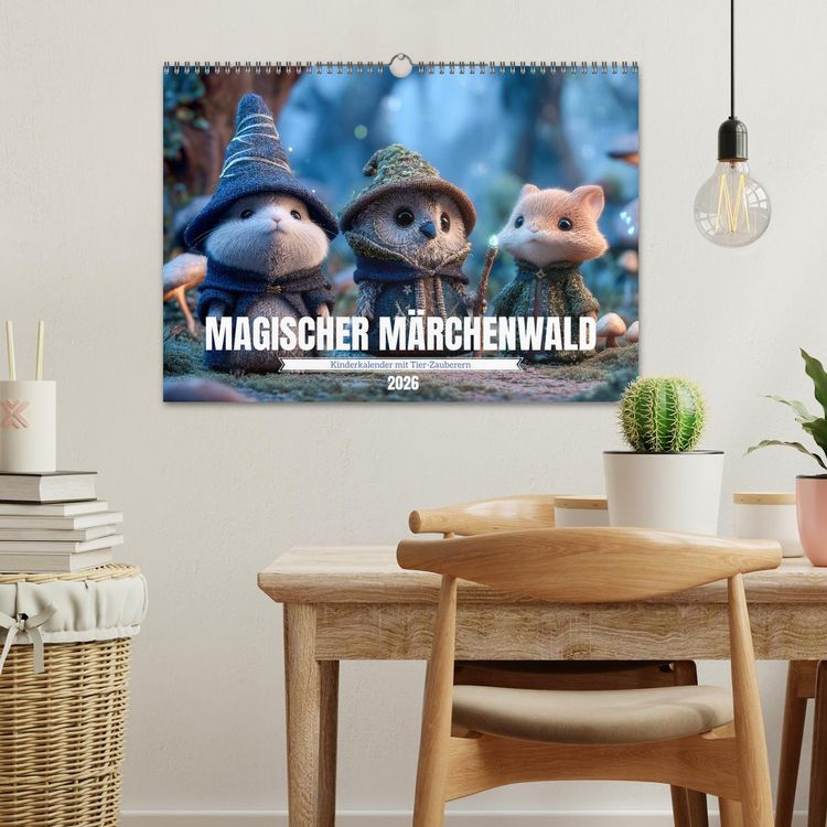 Produktbild: Magischer M&auml;rchenwald - Kinderkalender mit Tier-Zauberern (Wandkalender 2026 DIN A3 quer), CALVENDO Monatskalender