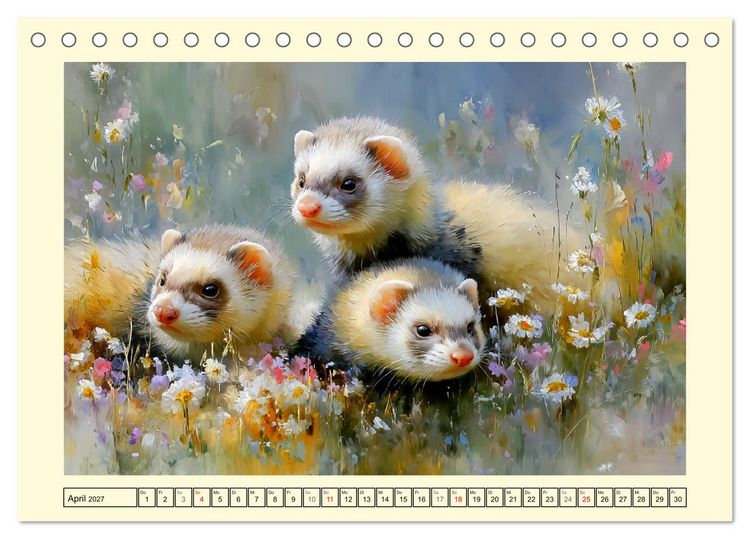 Produktbild: Frettchen. Kleine Wusel im Cottage-Garten (Tischkalender 2027 DIN A5 quer), CALVENDO Monatskalender