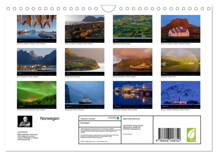 Produktbild: Norwegen (Wandkalender 2026 DIN A4 quer), CALVENDO Monatskalender