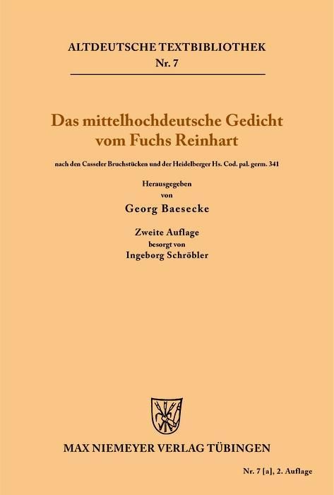 Produktbild: Das mittelhochdeutsche Gedicht vom Fuchs Reinhart