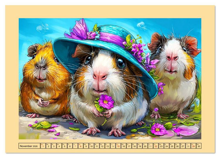 Produktbild: Niedliche Meerschweinchen. Zauberhafte Cartoons mit Witz und Charme (Tischkalender 2026 DIN A5 quer), CALVENDO Monatskalender